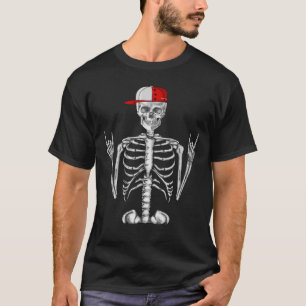 Rocker Skeleton Cap Skater Halloween Punk Rock Men T-Shirt