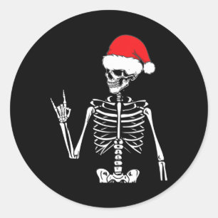 Rocker Skeleton Hand Rock On Costume Fun Christmas Classic Round Sticker