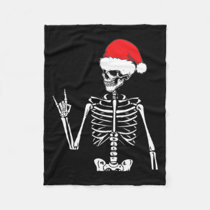 Rocker Skeleton Hand Rock On Costume Fun Christmas Fleece Blanket