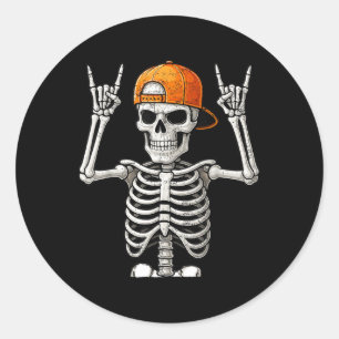 Rocker Skeleton Hand Rock On Costume Funny Hallowe Classic Round Sticker