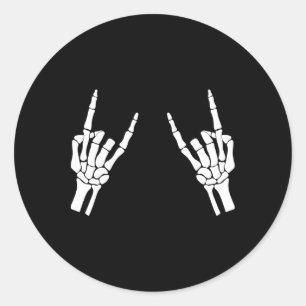 Rocker Skeleton Hand Rock On Costume Funny Hallowe Classic Round Sticker