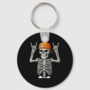 Rocker Skeleton Hand Rock On Costume Funny Hallowe Keychain