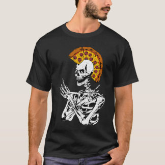 Rocker Skeleton Pizza Mohawk Punk Rock Hardrock Ha T-Shirt