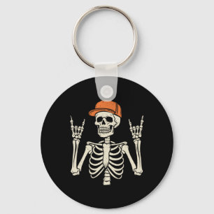 Rocker Skeleton Rock On Hand Halloween Skeleton Me Keychain