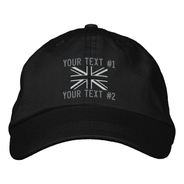 Rocker Union Jack Flag England Swag Embroidery Embroidered Hat (Front)