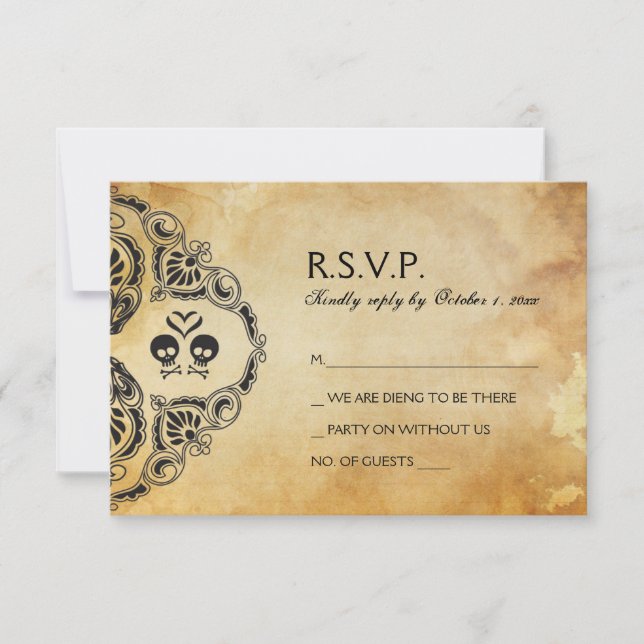 Rocker Wedding RSVP - Skull & Crossbones (Front)