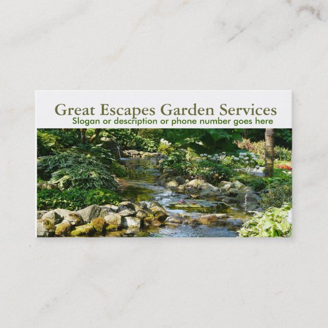 Rockery Water Gardening Landscaper Business Business Card (Front)