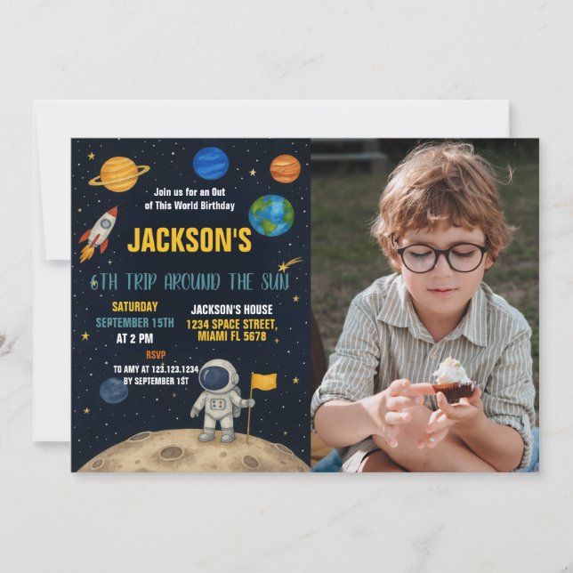 Rocket Adventure Anniversaire Invitation avec phot (Devant)