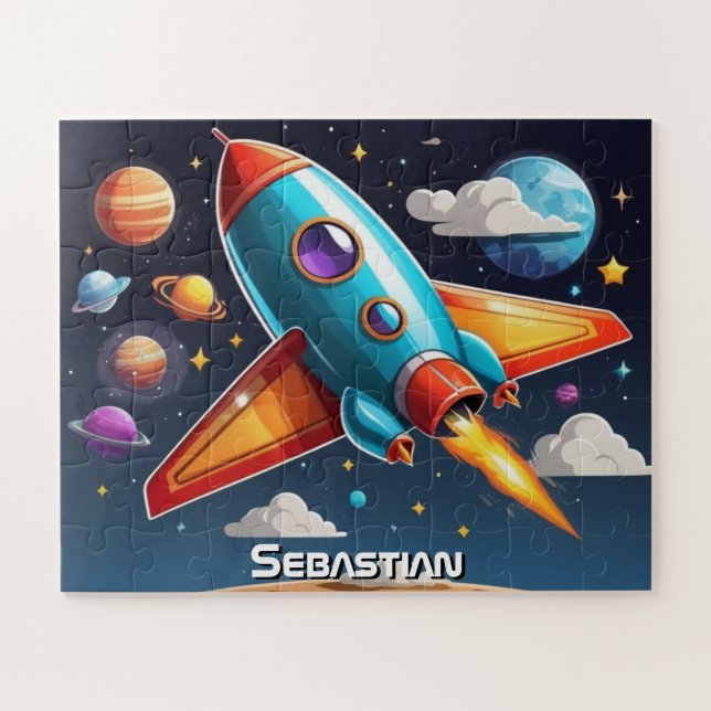 Rocket Adventure Mission Personalized Jigsaw Puzzle (Horizontal)