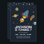 Rocket Astronaut Outer Space Galaxy Kids Birthday Invitation<br><div class="desc">Cute design for kids,  boys or girls who love astronaut,  outer space,  rocket,  universe,  planets,  stars and galaxy. Perfect for space theme birthday party. You can customize the wording to fit other occasions.</div>