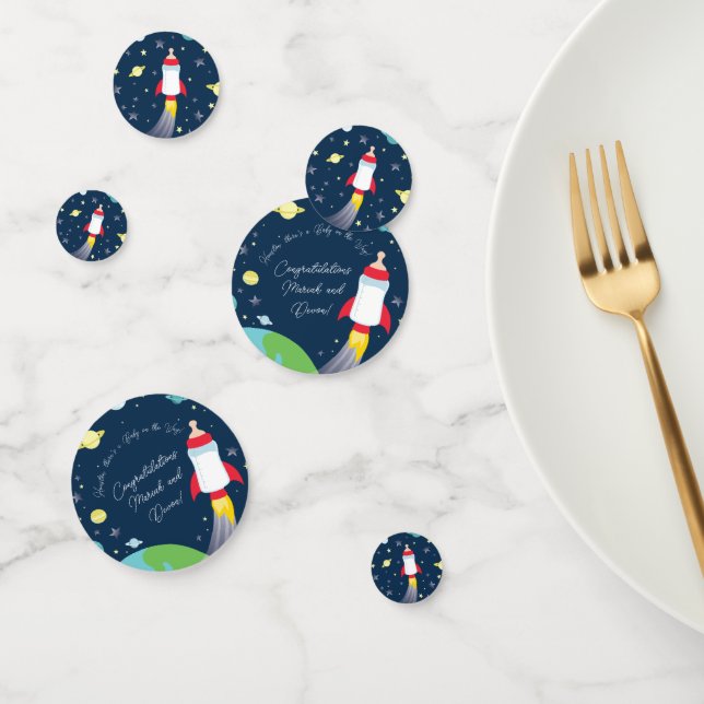 Rocket Baby Shower Bottle Spaceship Outer Space Confetti (Group)