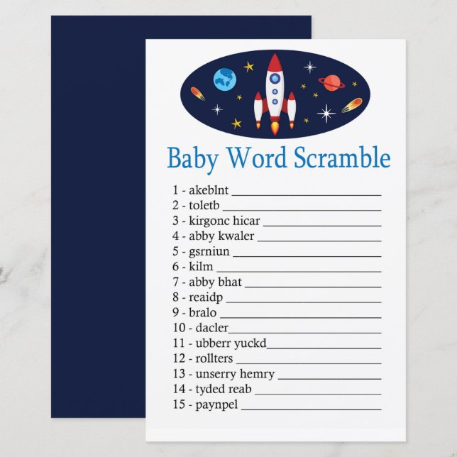 Rocket Baby word scramble game (Front/Back)