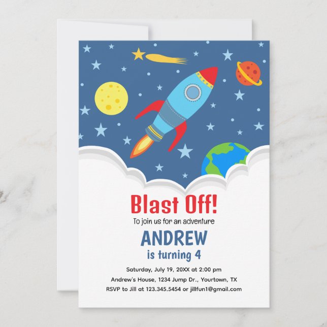 Rocket Birthday Invitation (Front)