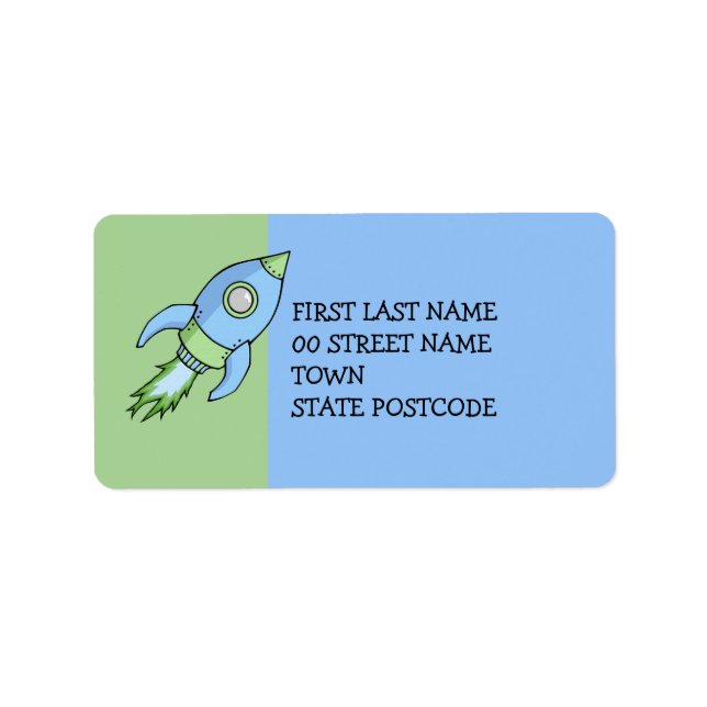 Rocket blue green Address Label (Front)