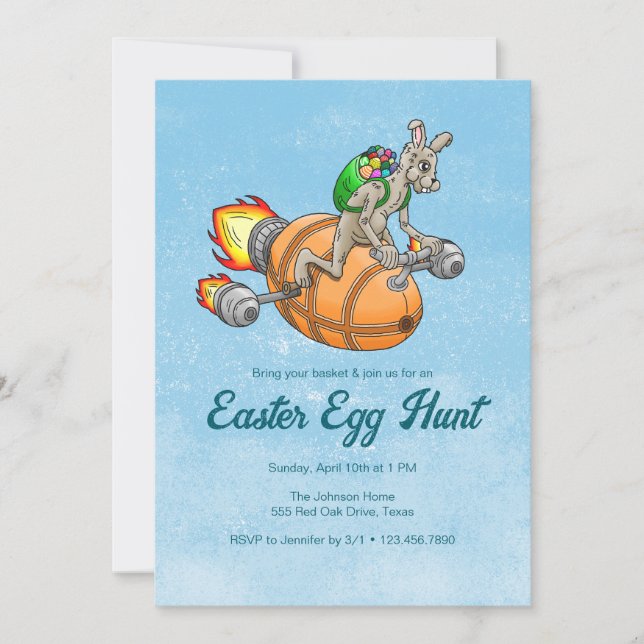 Rocket Bunny's Egg Hunt Invitation (Front)