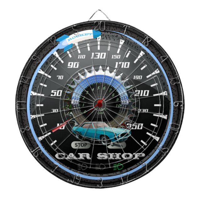Rocket Car Shop Gear Riders Dartboard (Front)
