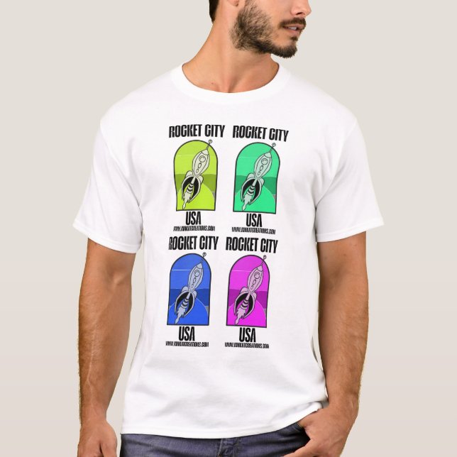 Rocket City 4 Square T-Shirt (Front)