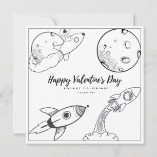 Rocket Colouring Page Kids Boy Card Valentine's Da