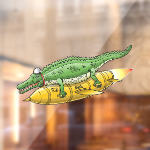 Rocket Crocodile Window Cling