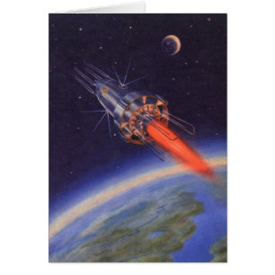 Rocket de science-fiction vintage dans l'espace su