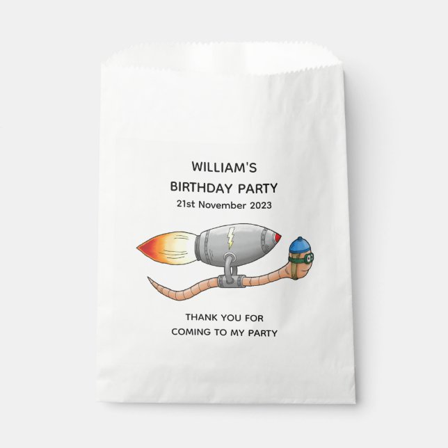 Rocket Earthworm Favour Bag (Front)