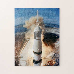 Rocket First Moon Mission Spacecraft Launch Jigsaw Puzzle
