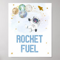 Rocket Fuel Astronaut Blue Gold Space Birthday