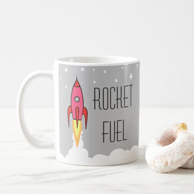 Rocket Fuel Funny Motivational Caffeine Java Coffee Mug (With Donut)