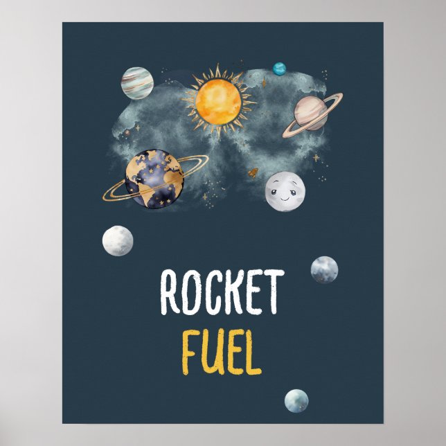 Rocket Fuel Galaxy Outer Space Birthday Baby Boy Poster (Front)