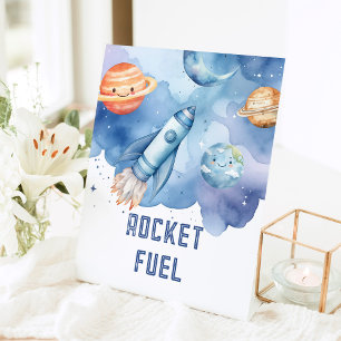 Rocket Fuel Outer Space planets Boy birthday Pedestal Sign