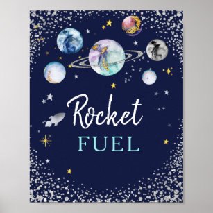 Rocket Fuel Space Galaxy Birthday Party Poster