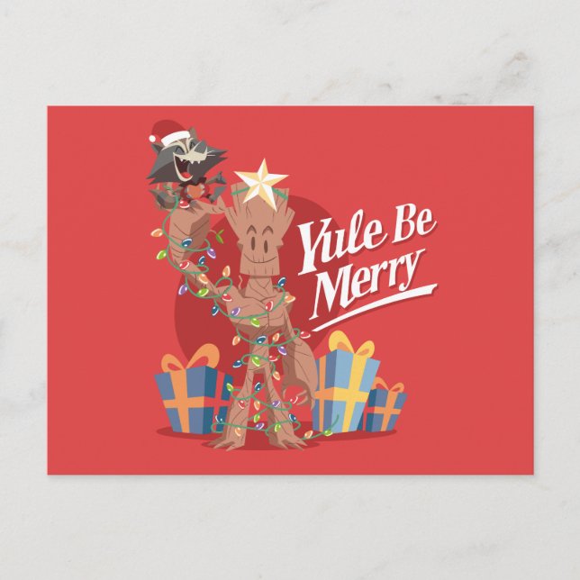 Rocket & Groot "Yule Be Merry" Postcard (Front)