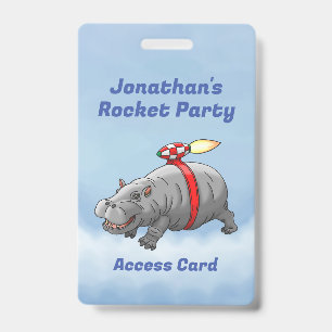 Rocket Hippo Birthday Badge