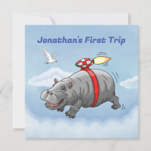Rocket Hippo Birthday Invitation
