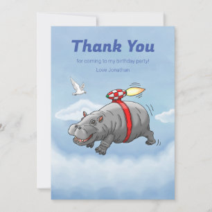 Rocket Hippo Birthday Thank You Card