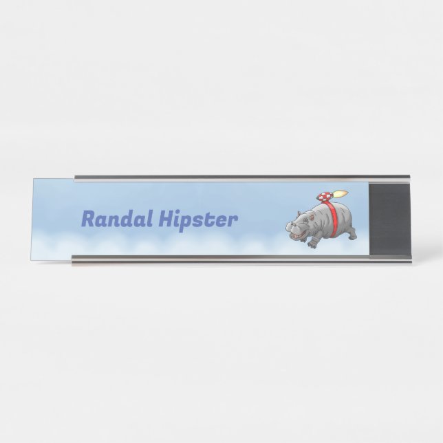 Rocket Hippo Desk Name Plate (Front)