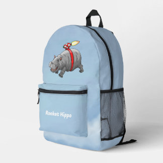 Rocket Hippo Printed Backpack