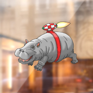 Rocket Hippo Window Cling