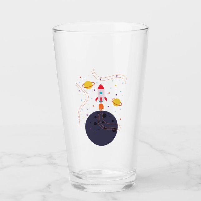 Rocket in Space astronaut party Glass (Front)