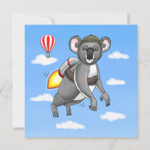 Rocket Koala Bear Invitation