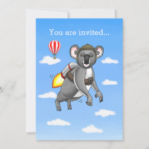 Rocket Koala Bear Invitation