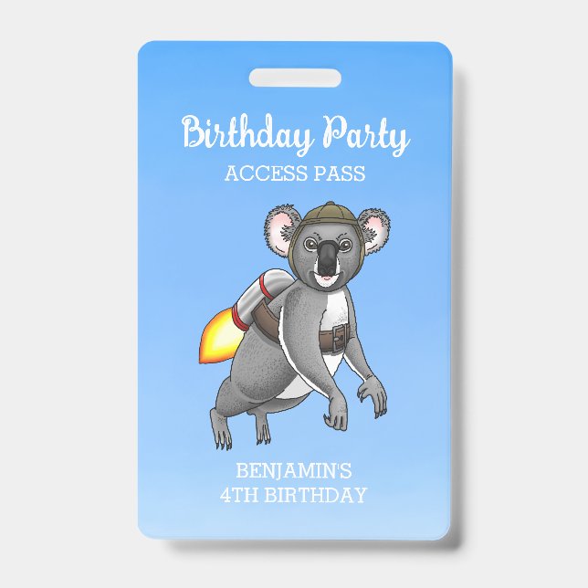 Rocket Koala Birthday Badge (Front)