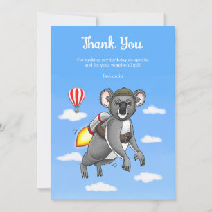 Rocket Koala Birthday Thank You Card