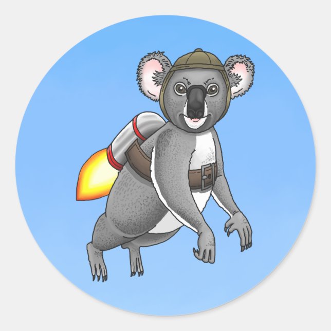 Rocket Koala Classic Round Sticker (Front)