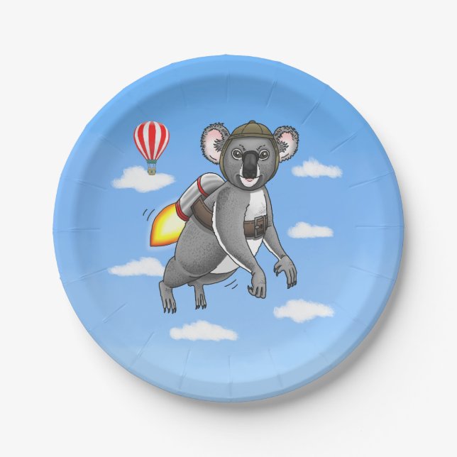 Rocket Koala Paper Plate (Front)