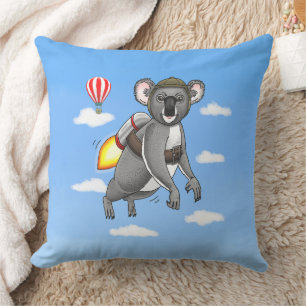 Rocket Koala Throw Pillow