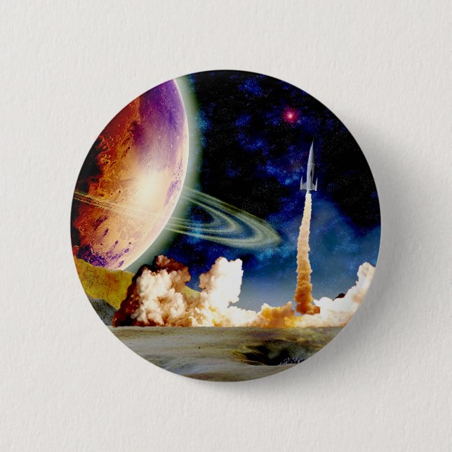 Rocket Launch 2 Inch Round Button (Front)