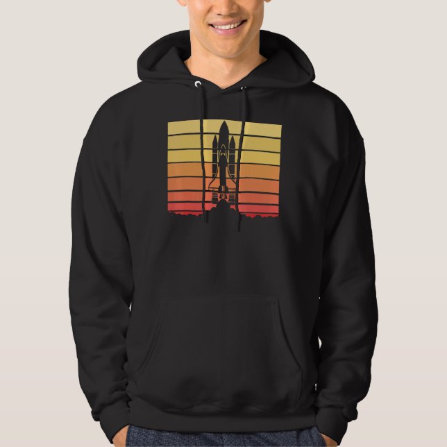 Rocket Launch Blast Off Astronomy Retro Space Shut Hoodie (Front)