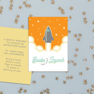 Rocket Launch Books for Baby Grey & Orange Enclosure Card