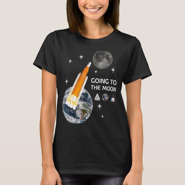 Rocket Launch Going To The Moon T-Shirt (Front)